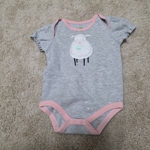 John Deere Gray and Pink Sheep Print Kids Onesie Size 6-9 Months